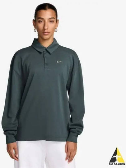 Women s Sportswear Essentials Oversized Long Sleeve Polo 338 - NIKE - BALAAN 1