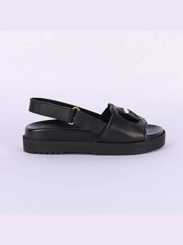 Interlocking G Leather Sandals Black - GUCCI - BALAAN 3