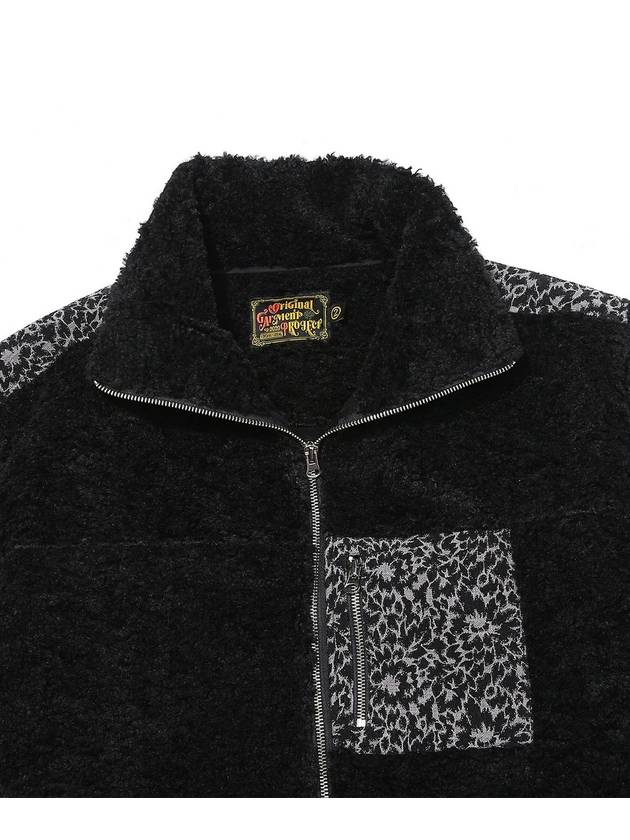 Paisley Patch Sheer Fleece Zip-up Jacket Black - OGARP - BALAAN 4