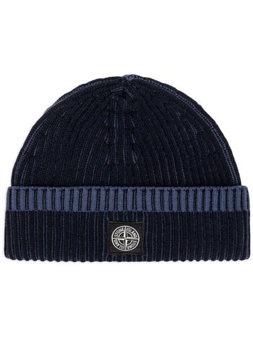 Vanise Full Rib Logo Patch Beanie Navy - STONE ISLAND - BALAAN 1