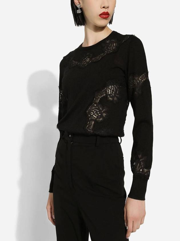 lace embroidery crew neck sweater FXJ31TJEMO7 - DOLCE&GABBANA - BALAAN 3