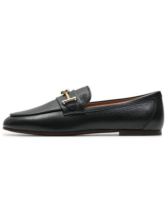 Women's Double T Logo Leather Loafers Black - TOD'S - BALAAN 2