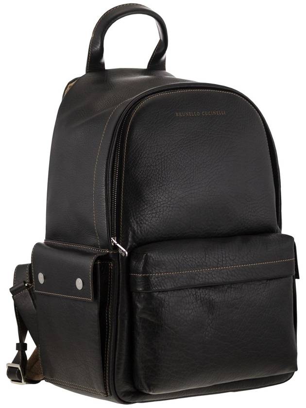 Calfskin backpack with grain - BRUNELLO CUCINELLI - BALAAN 4