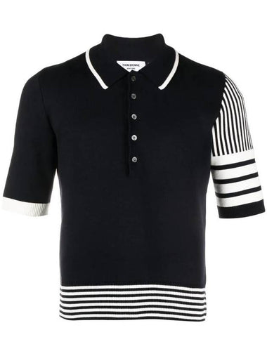 Fun Mix 4 Bar Stripe Polo Shirt Navy - THOM BROWNE - BALAAN 1