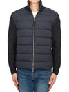 Padded Wool Blend Cardigan Navy - MONCLER - BALAAN 3