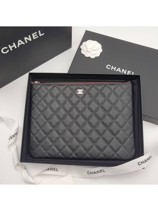 Classic Clutch Pouch Caviar New Medium Black Silver A82545 - CHANEL - BALAAN 2