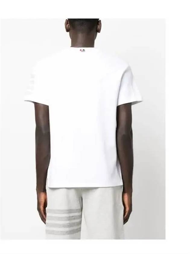 4-Bar Striped Cotton Short Sleeve T-Shirt White - THOM BROWNE - BALAAN 4