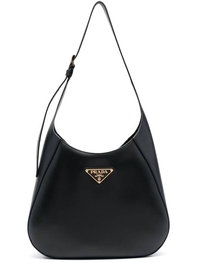 Triangle Logo Leather Shoulder Bag Black - PRADA - BALAAN 2