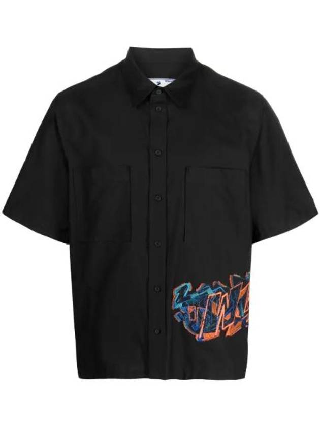 Embroidered Short-Sleeved Shirt Black - OFF WHITE - BALAAN 1