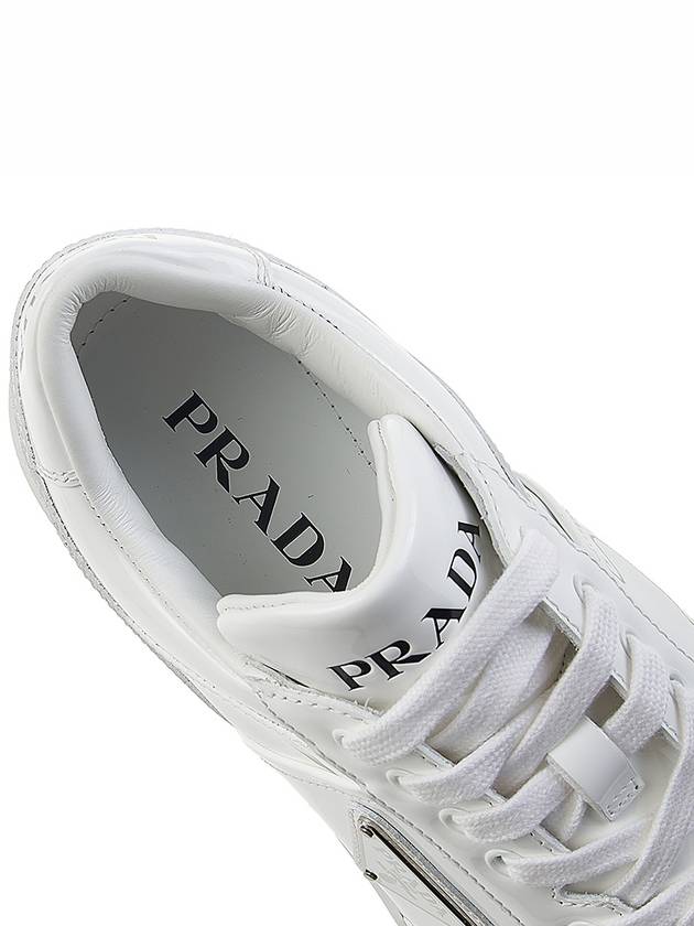 Men's Downtown Triangle Logo Leather Low Top Sneakers White - PRADA - BALAAN 8