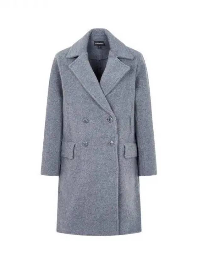 Women s Wide Lapel Double Wool Coat Melange Gray 271828 - EMPORIO ARMANI - BALAAN 1