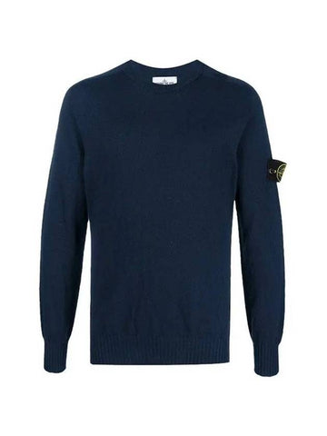 Men's Wappen Patch Crew Neck Knit Top Navy - STONE ISLAND - BALAAN 1