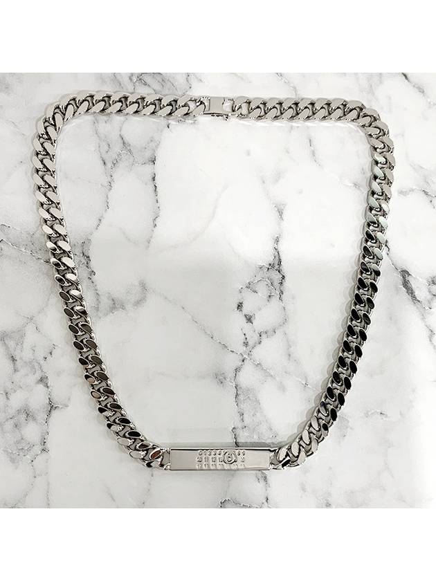 Classic Number Logo Plate Chain Necklace Silver - MAISON MARGIELA - BALAAN 4