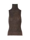 Sparkle Rib Sleeveless Turtleneck Brown - GANNI - BALAAN 2