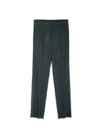 Pleated Straight Pants Green - ISSEY MIYAKE - BALAAN 1