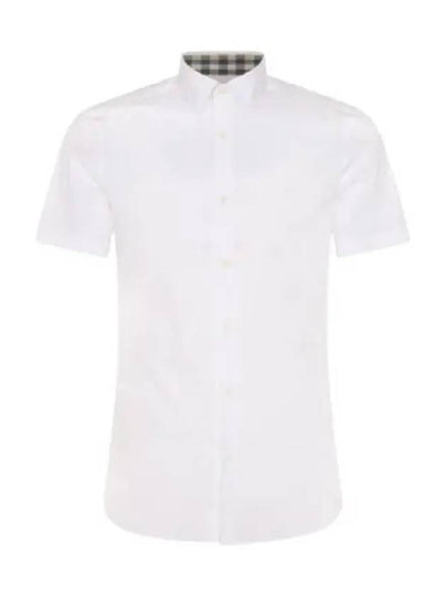 Men's Logo Cotton Short Sleeve Shirt White - BURBERRY - BALAAN 2