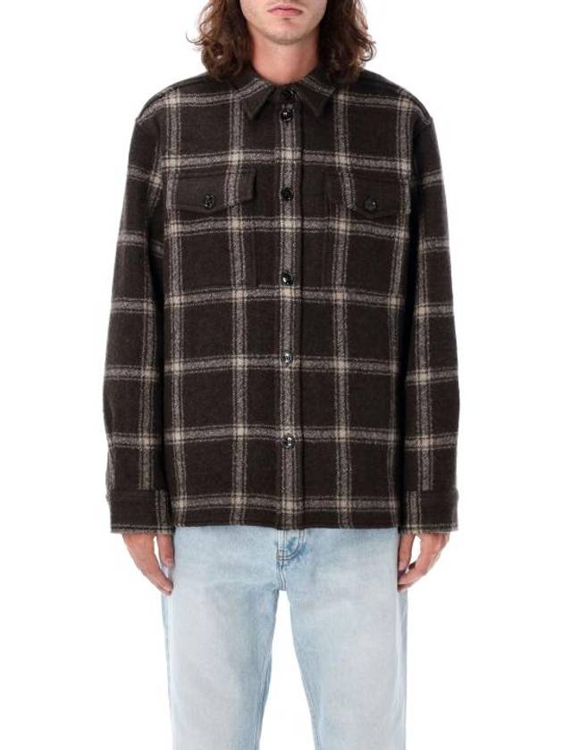 Sable Check Overshirt Jacket Dark Coffee - AMI - BALAAN 2