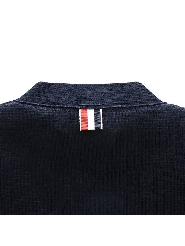 Cotton 4-Bar Milano Classic V-Neck Cardigan Navy - THOM BROWNE - BALAAN 9