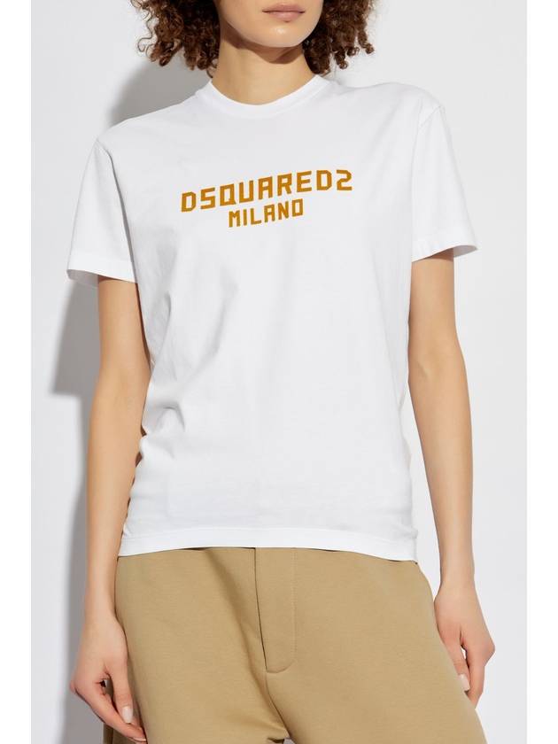 Dsquared2 T-shirt With Velvet Finish Logo, Women's, White - DSQUARED2 - BALAAN 3