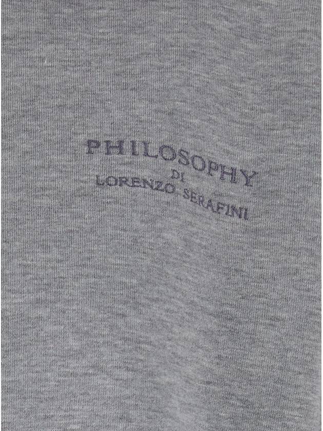 Grey Hoodie With Tonal Logo Print In Cotton Woman - PHILOSOPHY DI LORENZO SERAFINI - BALAAN 3