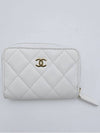 Classic card wallet zipper caviar white gold AP0216 - CHANEL - BALAAN 4