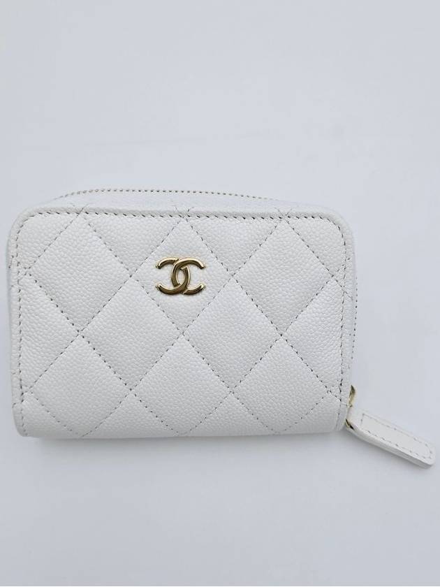 Classic card wallet zipper caviar white gold AP0216 - CHANEL - BALAAN 4