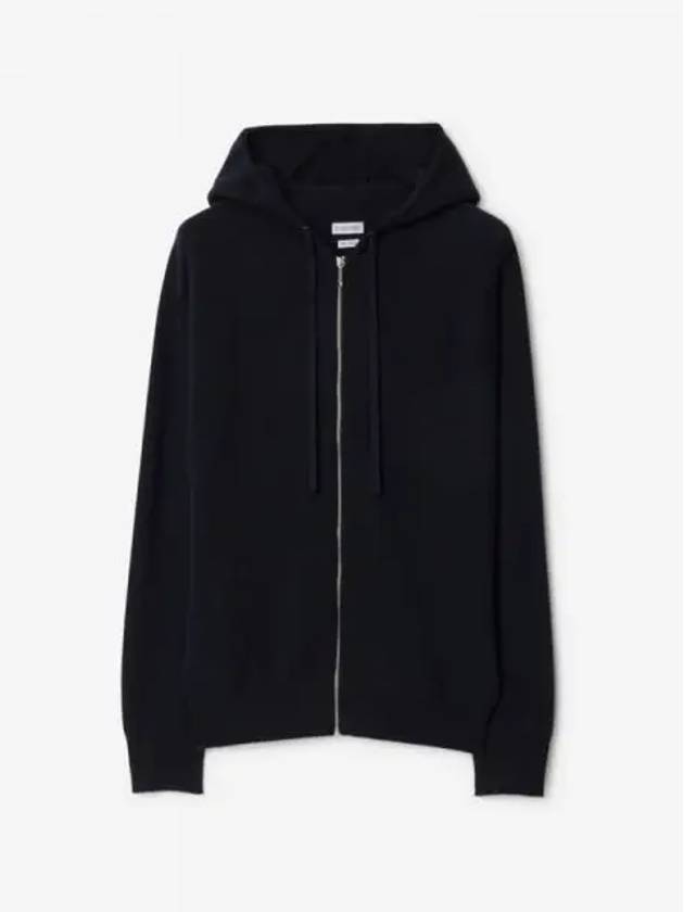 Embroidered Logo Cashmere Zip Up Hoodie Storm - BURBERRY - BALAAN 2