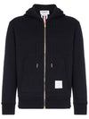 Center Back Stripe Cotton Zip Up Hoodie Navy - THOM BROWNE - BALAAN 3