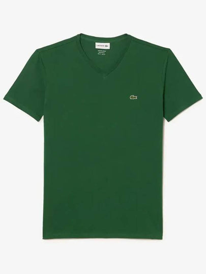 Men's Logo V-Neck Short Sleeve T-shirt Green - LACOSTE - BALAAN 2