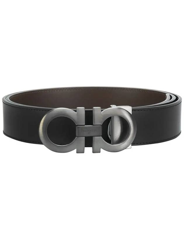 Gancini Reversible Adjustable Leather Belt Black Dark Brown - SALVATORE FERRAGAMO - BALAAN 3