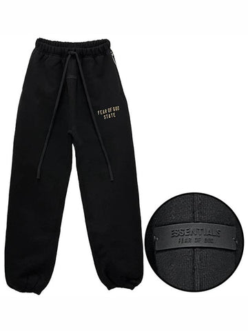 Women s Logo Fleece Banding Track Pants Black 130BT245160FW - FEAR OF GOD ESSENTIALS - BALAAN 1