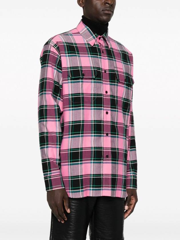 23 fw Multicolor Pink Cotton Virgin Wool Blend Check Shirt BM60Y414YY960 B0480739475 - GIVENCHY - BALAAN 4