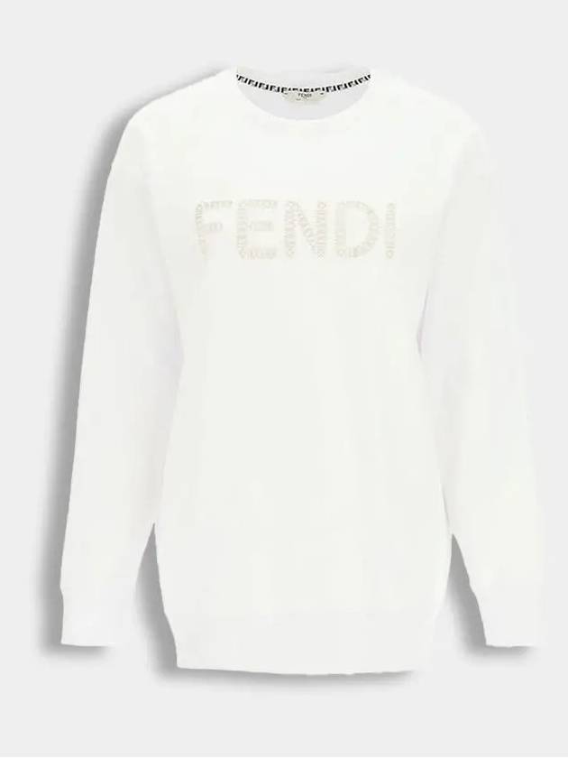 Women's Embroidered Logo Sweatshirt White - FENDI - BALAAN 2