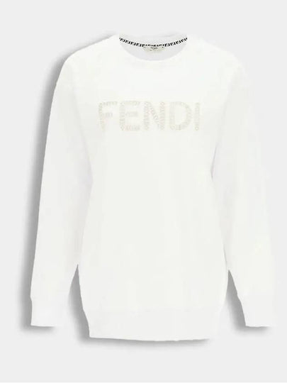 Women's Embroidered Logo Sweatshirt White - FENDI - BALAAN 2