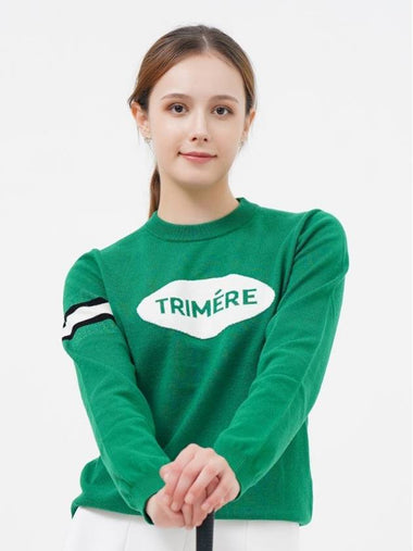 Signature line cashmere knit WOMAN GREEN TMFRN20206 - TRIMERE - BALAAN 1