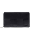 Cassette Zipper Around Long Wallet Black - BOTTEGA VENETA - BALAAN 3