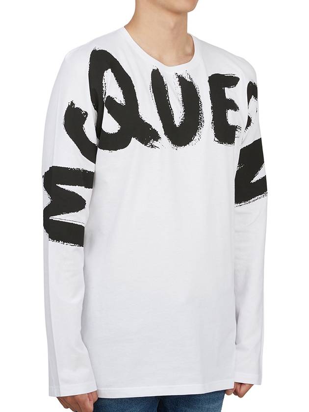 Men's Macro Graffiti Long Sleeve T-Shirt White - ALEXANDER MCQUEEN - BALAAN 4