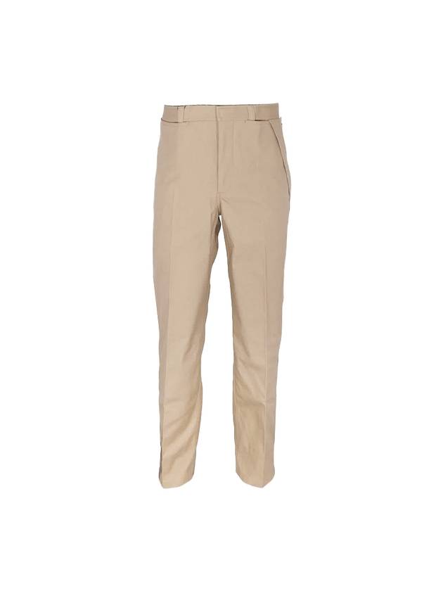 Men's Strap Detail Cotton Straight Pants Beige - BURBERRY - BALAAN 1