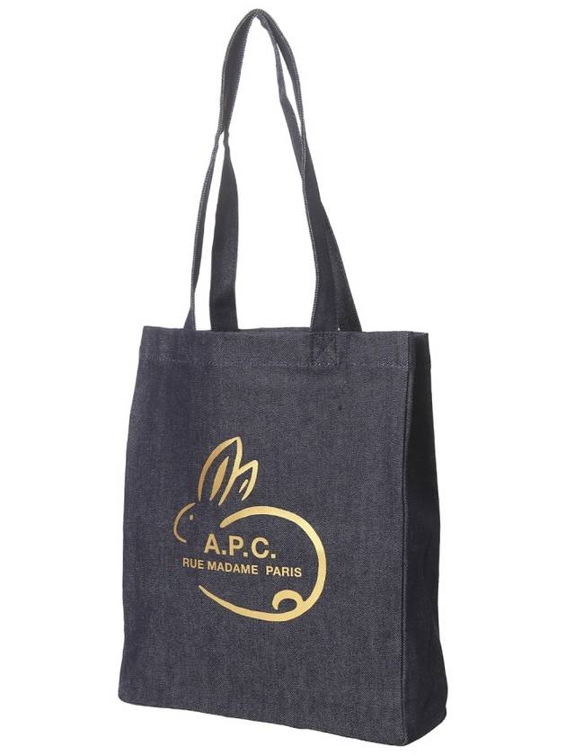 Bunny Logo Denim Tote Bag Dark Navy - A.P.C. - BALAAN 3