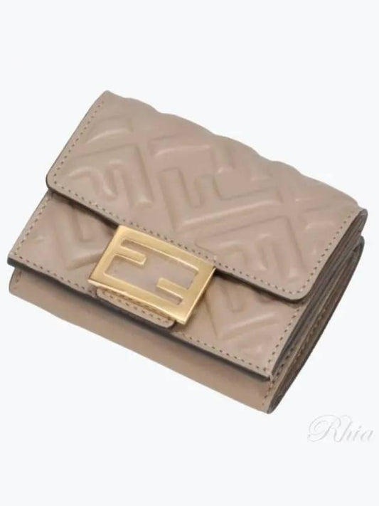 FF Baguette Flap Card Half Wallet Beige - FENDI - BALAAN 2