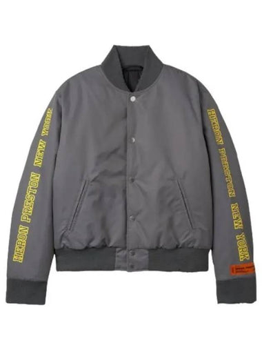 Heron Preston Sponsor Nylon Varsity Jacket Gray - HERON PRESTON - BALAAN 1