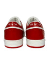 Men's Downtown Triangle Logo Leather Low Top Sneakers White Lacquer Red - PRADA - BALAAN 4