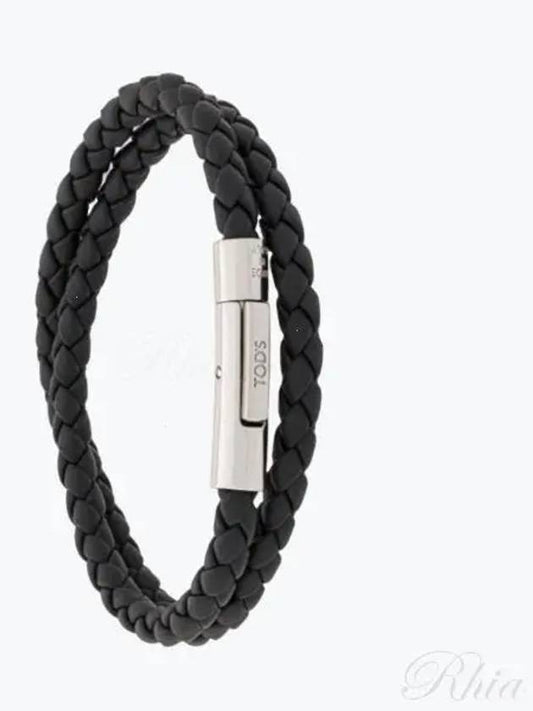 Silver Hardware My Colors Leather Woven Bracelet Black - TOD'S - BALAAN 2