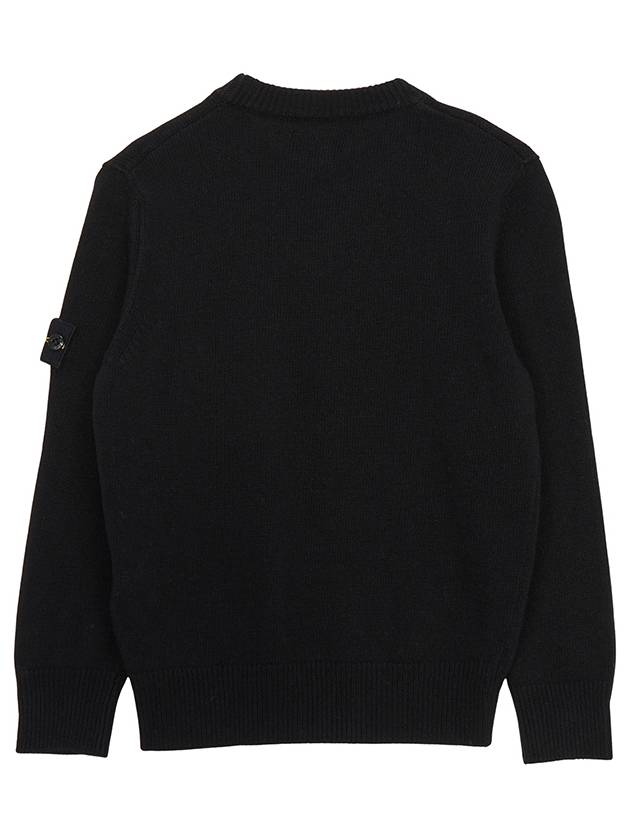 Kids 502Z1 Stocking Stitch Wool Viscose Nylon Cashmere Crewneck Knit Top Black - STONE ISLAND - BALAAN 3