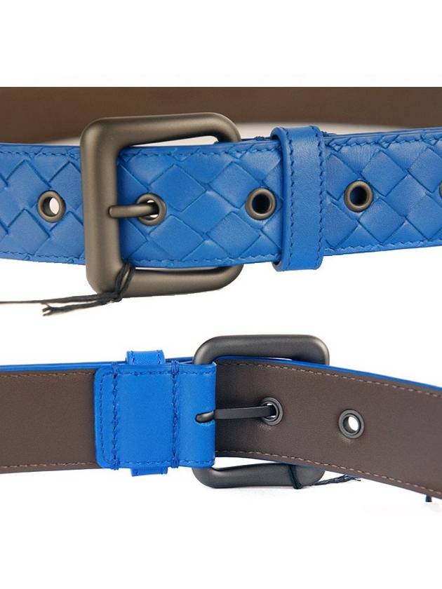 Intrecciato Leather Belt Blue - BOTTEGA VENETA - BALAAN 5
