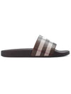 Check Print Slide Slippers Brown - BURBERRY - BALAAN.