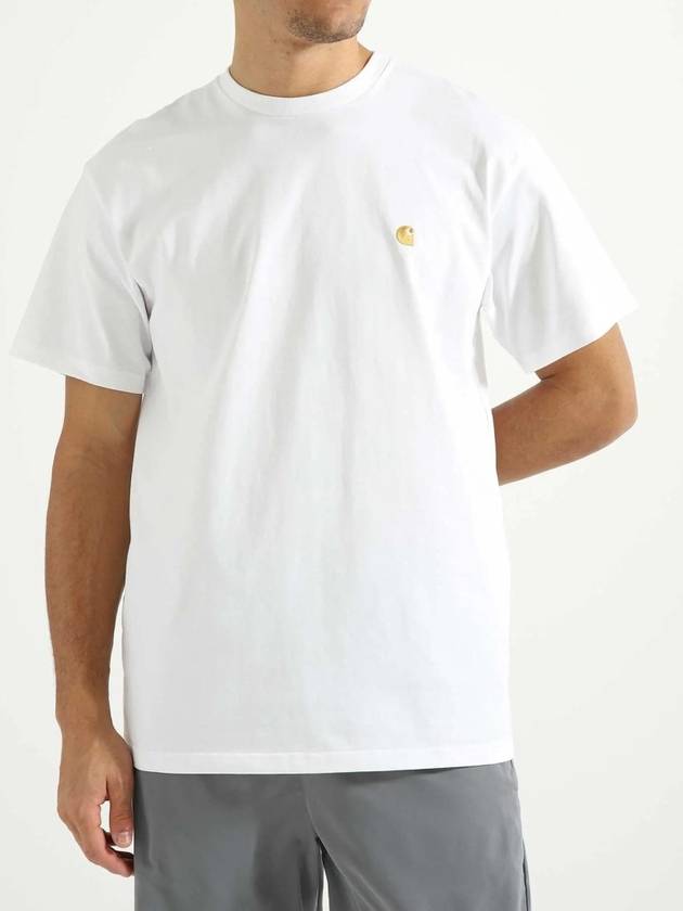 Men's Chase Mini Embroid Logo Short Sleeve T-Shirt White - CARHARTT WIP - BALAAN 2