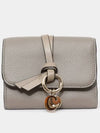 Alphabet Grain Leather Flap Small Half Wallet Grey - CHLOE - BALAAN 3