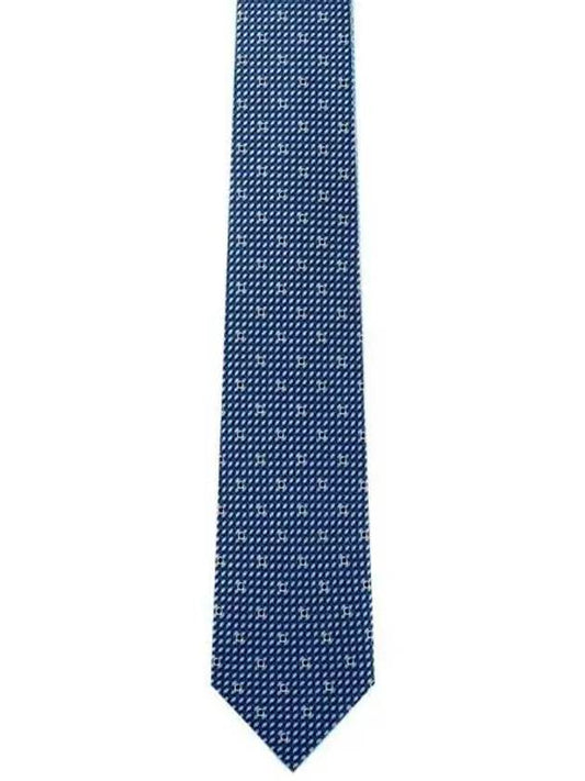 Gancini Print Silk Tie Navy Blue - SALVATORE FERRAGAMO - BALAAN 2