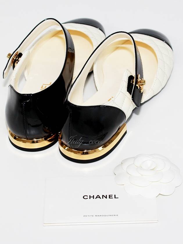 CC Quilted Mary Jane Flat Ivory Black - CHANEL - BALAAN 6